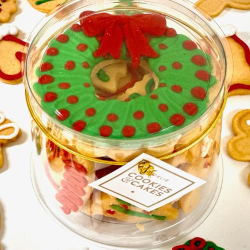 Pote biscoitos baunilha decorados Natal Guirlanda 140g