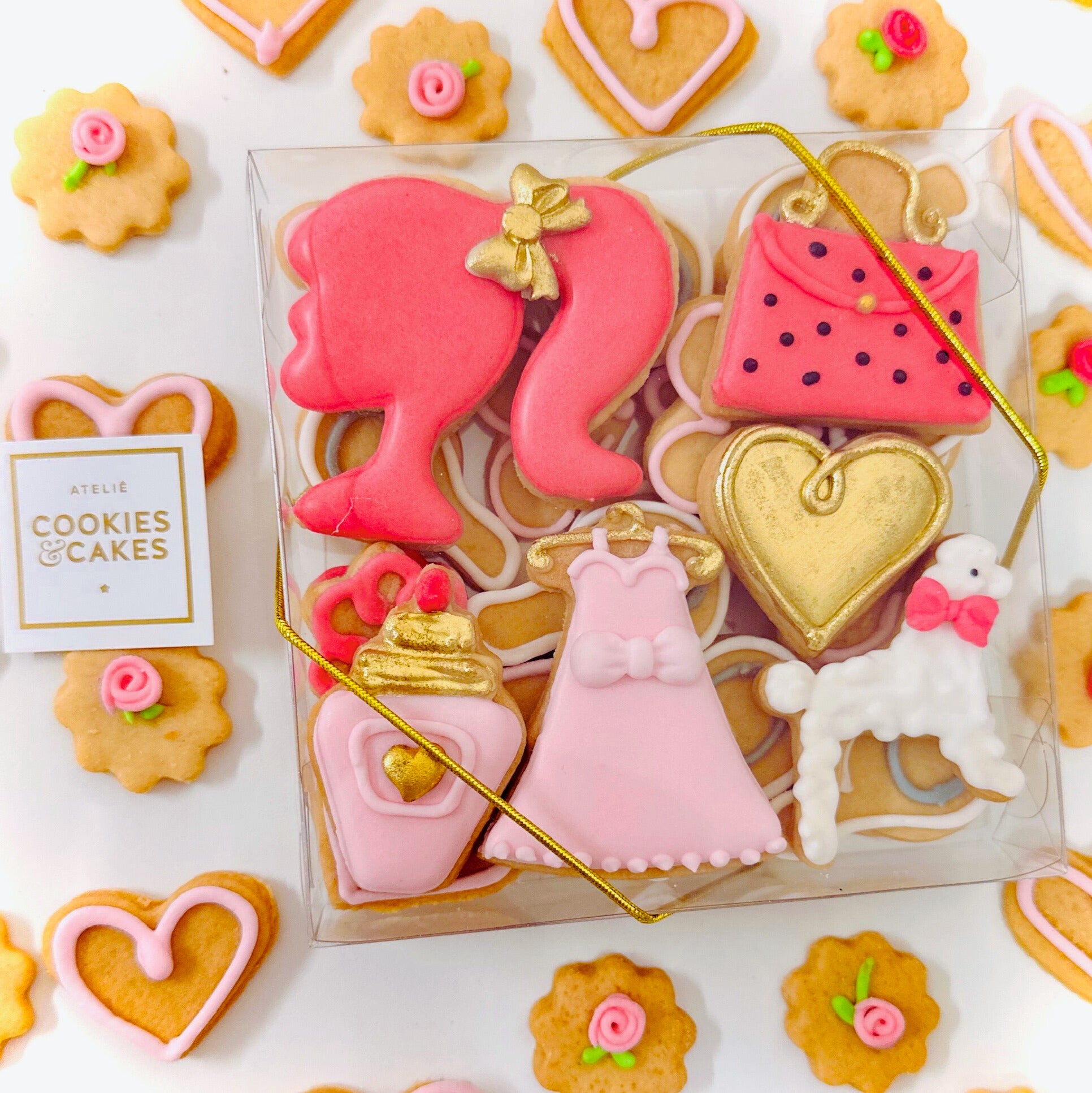 Caixa biscoitos Decorados Boneca Rosa 140g – Atelie Cookies Cakes