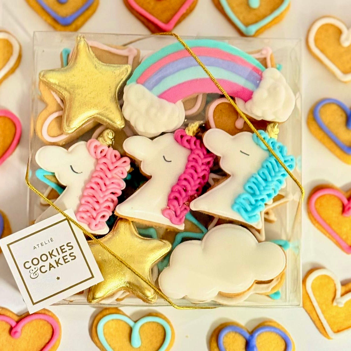 Caixa biscoitos Decorados Unicórnios 140g