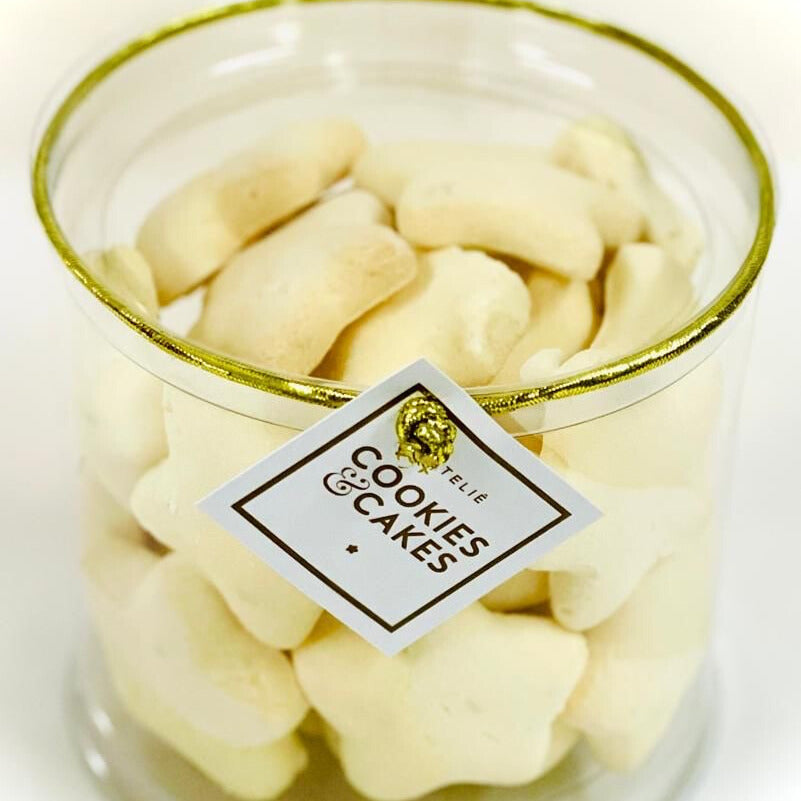 Pote sequilhos de limão com leite condensado e chocolate branco 170g