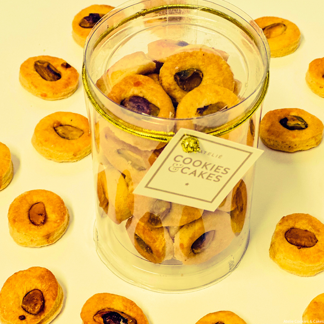 Pote biscoitos de parmesão e pistache 150g