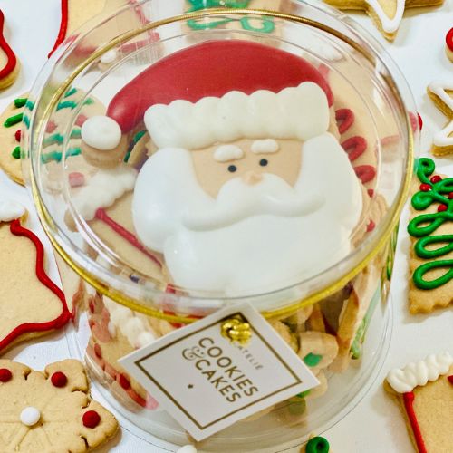 Pote biscoitos baunilha decorados Natal Papai Noel 140g
