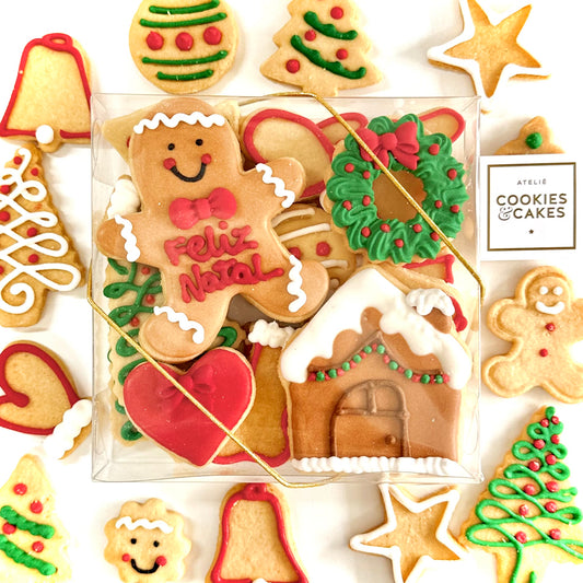 Caixa biscoitos de baunilha decorados Natal Boneco Ginger 140g