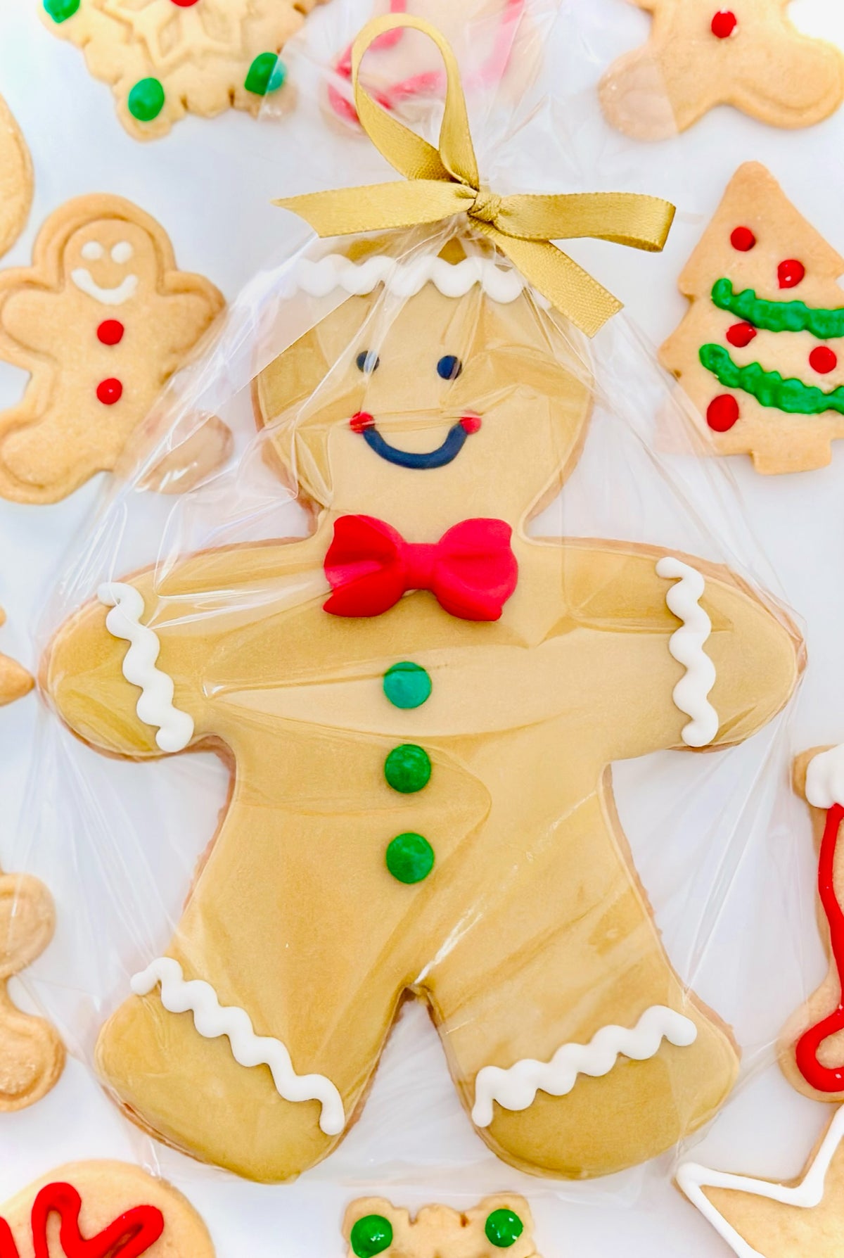 Biscoito Individual de baunilha decorado Natal Boneco Natalino 10cm