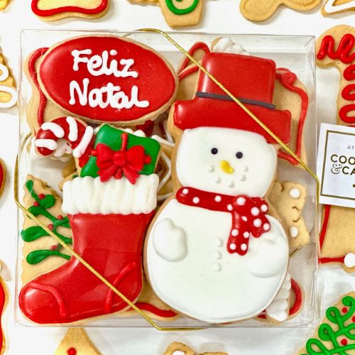 Caixa biscoitos Decorados Natal Boneco de Neve 140g