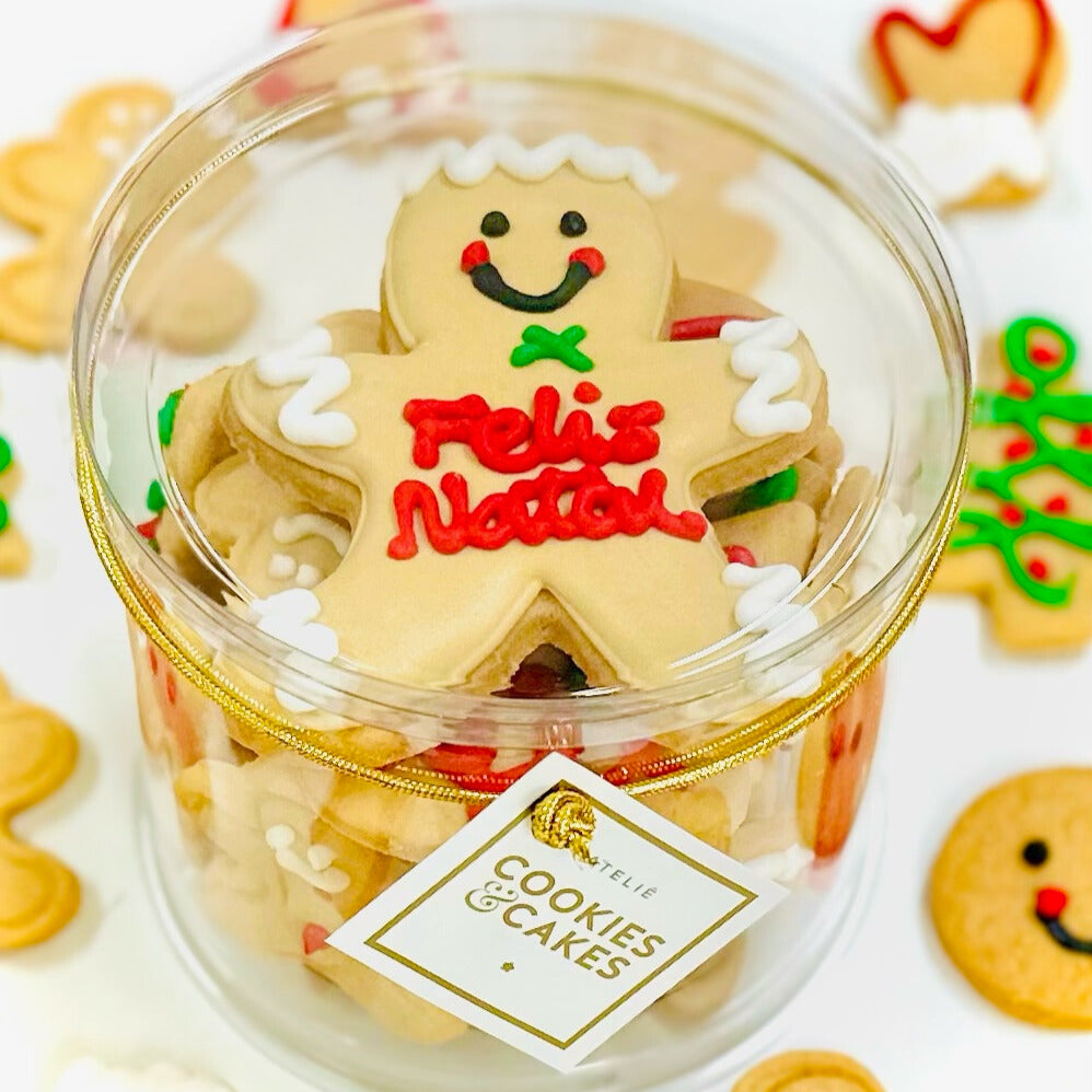 Pote biscoitos decorados Natal Boneco Natalino 140g