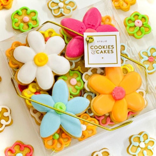 Caixa biscoitos Decorados Flores Coloridas 140g