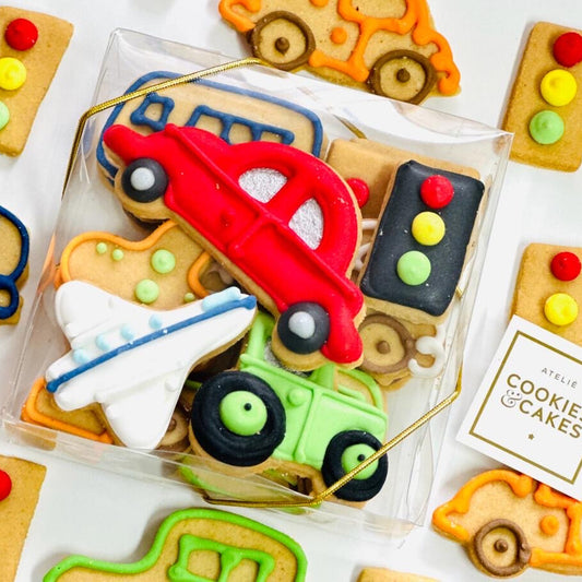 Caixa biscoitos Decorados Meios de Transporte 100g